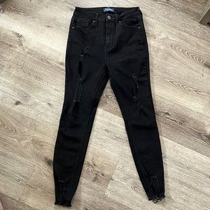 Wax jeans black distressed jeans. Size 7